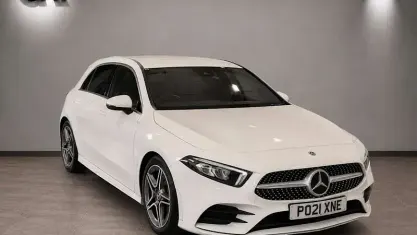 Used Mercedes A180 AMG line 136 HP (100 kW) 2021 White Hatchback