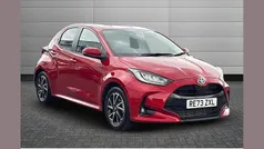 Scarlet flare Used 2023 Toyota Yaris Hybrid Design Hatchback | £18,551 (Fair price)