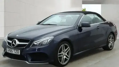 Used Mercedes E220 AMG line 177 HP (130 kW) 2016 Blue Cabriolet
