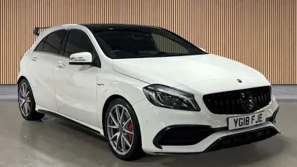 Used Mercedes A45 AMG Premium 381 HP (280 kW) 2018 Calcite white  standard finish Hatchback