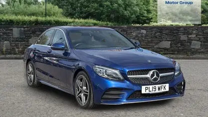 Used Mercedes C220 AMG line 194 HP (142 kW) 2019 Blue Sedan