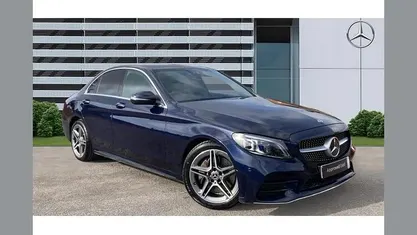 Used Mercedes C300 AMG line 245 HP (180 kW) 2019 Blue Sedan