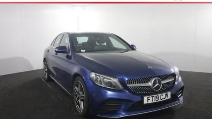 Used Mercedes C200 AMG line 184 HP (135 kW) 2019 Blue Sedan