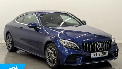 Begagnad Mercedes C200 AMG line 184 HK (135 kW) 2019 Blå Sportkupé