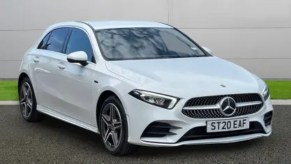 Used Mercedes A250 AMG line 218 HP (160 kW) 2020 White Hatchback