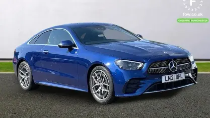 Used Mercedes E300 AMG line 258 HP (189 kW) 2021 Blue Coupe