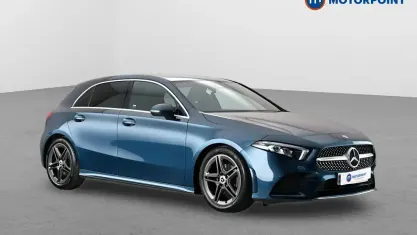 Used Mercedes A200 AMG line 163 HP (119 kW) 2019 Blue Hatchback