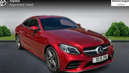 Used Mercedes C220 AMG line 194 HP (142 kW) 2019 Red Coupe