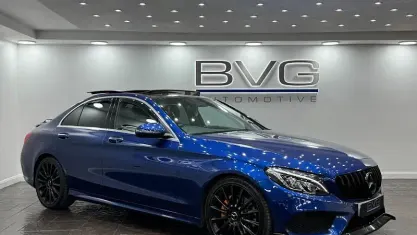 Used Mercedes C220 AMG line 170 HP (125 kW) 2017 Blue Sedan