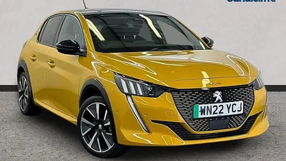 Yellow Used 2022 Peugeot e-208 Premium Hatchback | £14,179 (Fair price)