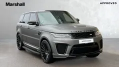 Metallic santorini black Used 2021 Land Rover Range Rover Sport SVR SUV | £55,117 (Fair price)