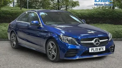 Used Mercedes C220 AMG line 194 HP (142 kW) 2019 Blue Sedan