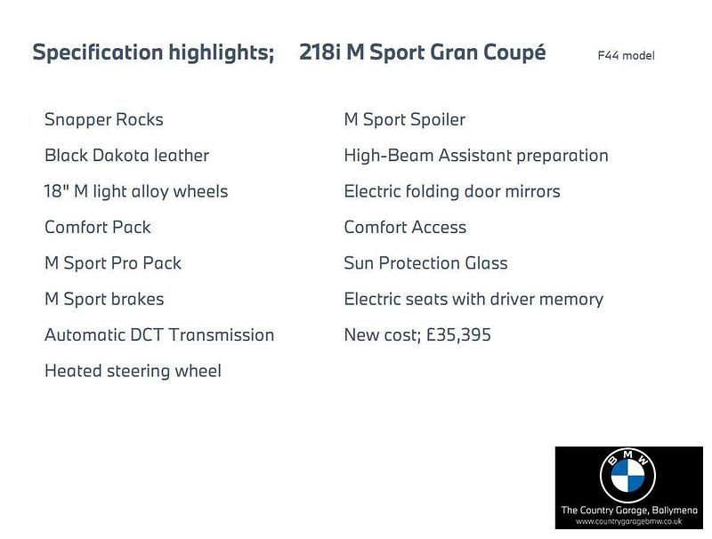 Used BMW 218 M Sport 136 HP (100 kW) 2021 Blue Coupe