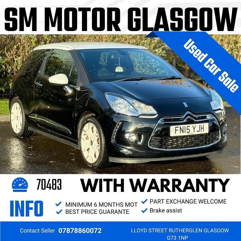Black Used 2015 Citroën DS3 PureTech Hatchback | £2,998 (Fair price) - Image 1/4