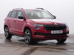 Velvet red metallic Used 2024 Skoda Karoq SportLine SUV | £27,450 (Fair price)