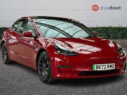 Premium ultra red Used 2022 Tesla Model 3 Performance Sedan | £26,250 (Expensive)