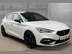 Metallic glacial white New 2025 Seat Leon Black Edition Hatchback | £25,450