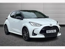 Platinum pearl white with black roof Used 2024 Toyota Yaris Hybrid Sport Hatchback | £23,095 (Expensive)