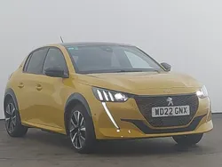 Yellow Used 2022 Peugeot e-208 Premium Hatchback | £15,498 (Fair price)