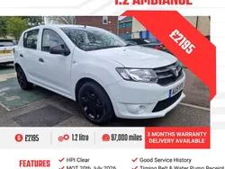 White Used 2015 Dacia Sandero Ambiance Hatchback | £2,195 (Fair price)