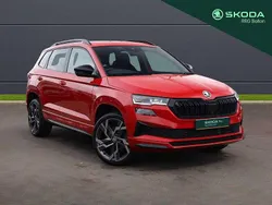 Velvet red metallic Used 2024 Skoda Karoq SportLine SUV | £28,995 (Fair price)