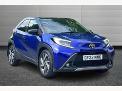 Juniper blue with black Used 2022 Toyota Aygo Hatchback | £12,495 (Fair price)