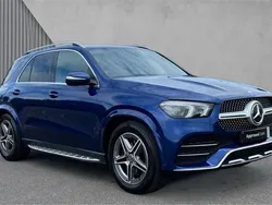 Brilliant blue metallic Used 2021 Mercedes GLE350 AMG line SUV | £38,835