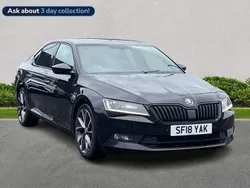 Black magic pearlescent Used 2018 Skoda Superb SportLine Hatchback | £13,351 (Fair price)