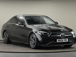 Obsidian black metallic finish Used 2024 Mercedes C200 AMG line Sedan | £31,150 (Fair price)