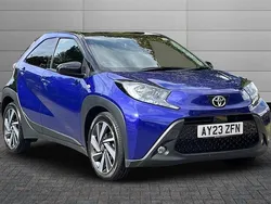 Juniper blue with black Used 2023 Toyota Aygo Hatchback | £13,195 (Fair price)