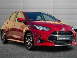 Scarlet flare Used 2023 Toyota Yaris Hybrid Design Hatchback | £17,695 (Fair price)