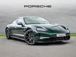 Oak green metallic neo New 2024 Porsche Taycan Turbo S Sedan | £139,991 (Fair price)