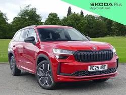 Velvet red metallic Used 2025 Skoda Kodiaq SportLine SUV | £39,995 (Expensive)