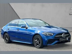 Spectral blue metallic Used 2022 Mercedes C300e AMG line Sedan | £29,413 (Fair price)