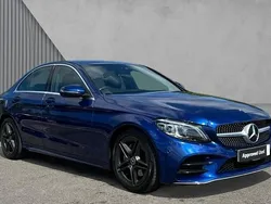 Brilliant blue metallic Used 2018 Mercedes C220 AMG Line Premium Sedan | £17,770 (Fair price)