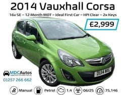 Green Used 2014 Vauxhall Corsa Hatchback | £3,499 (Good price)