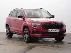Velvet red metallic Used 2024 Skoda Karoq SportLine SUV | £29,995 (Fair price)