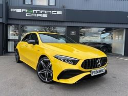 Yellow Used 2023 Mercedes A35 AMG Premium Hatchback | £33,777 (Fair price)