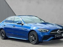 Spectral blue metallic Used 2022 Mercedes C300e AMG line Sedan | £29,413 (Fair price)
