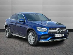 Brilliant blue Used 2020 Mercedes GLC220 AMG Line Premium Coupe | £30,495 (A bit pricey)