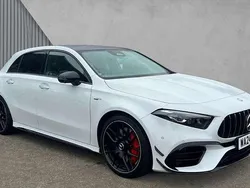 Moonstone white metallic Used 2024 Mercedes A45 AMG Hatchback | £50,990 (Fair price)