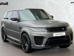 Metallic santorini black Used 2021 Land Rover Range Rover Sport SVR SUV | £54,176 (Fair price)