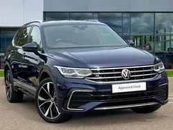 Atlantic blue metallic Used 2022 VW Tiguan Allspace R-line SUV | £30,581 (A bit pricey)