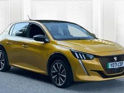 Yellow Used 2021 Peugeot e-208 Premium Hatchback | £12,950 (Fair price)