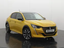 Yellow Used 2021 Peugeot e-208 Premium Hatchback | £14,698 (Fair price)