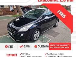 Black Used 2012 Peugeot 3008 Hatchback | £1,695 (Fair price)