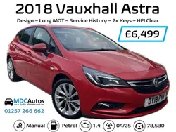 Red Used 2018 Vauxhall Astra Design Edition Hatchback | £6,499 (Fair price)
