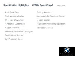 Blue Used 2024 BMW 420 M Sport Coupe | £31,995 (Super price)