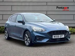 Blue Used 2019 Ford Focus ST-Line Hatchback | £10,495 (Fair price)