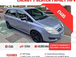 Silver Used 2010 Vauxhall Zafira MPV | £1,495 (A bit pricey)